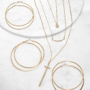 ✰ ɴᴇᴡ | old layered necklace & hoop earring set